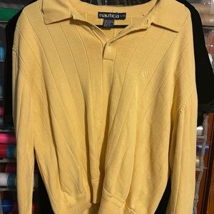 Nautica Sweatshirt size large yellow in color mens
